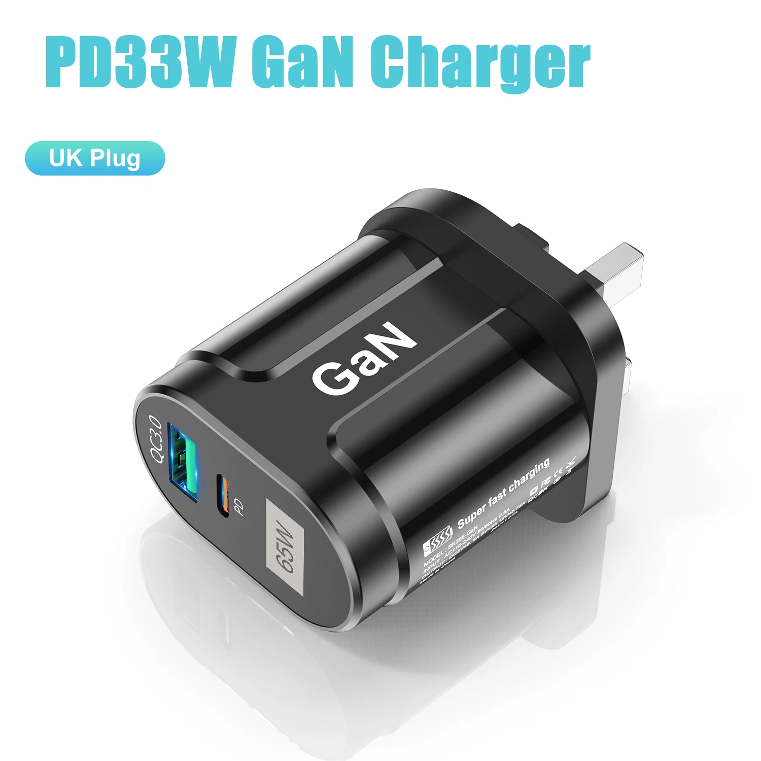 PD 33W Gan Charger for UK Qatar Singapore Vietnam QC 3.0 USB Fast Charging UK Plug for iPhone 14 13 Pro Max Xiaomi 12 POCO OPPO