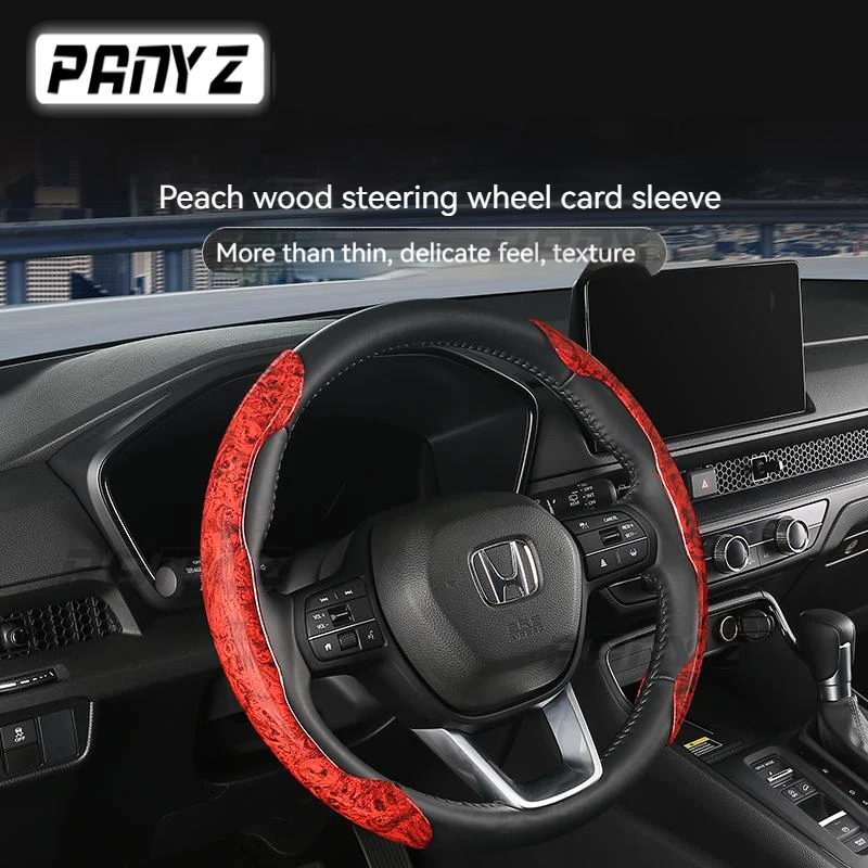 1 Pair Car Steering Wheel Cover Anti-skid Leather 38cm 15inch Universal Wood Grain Steering Wheel Booster Protector Cover