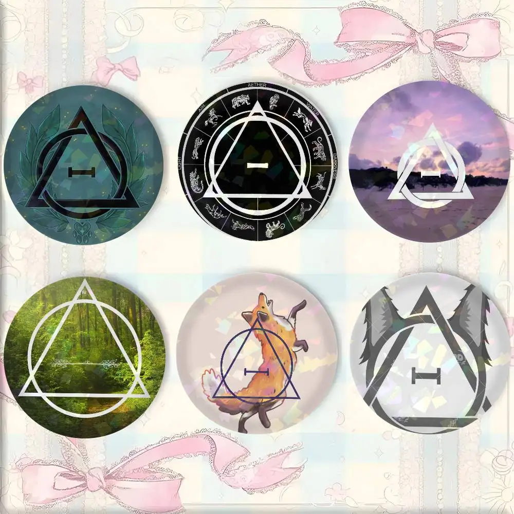 Therian Delta Symbol Badge On Backpack Accessories Manga Icons Pins Round Cartoon Brooches For Clothes Bag Decor Gifts