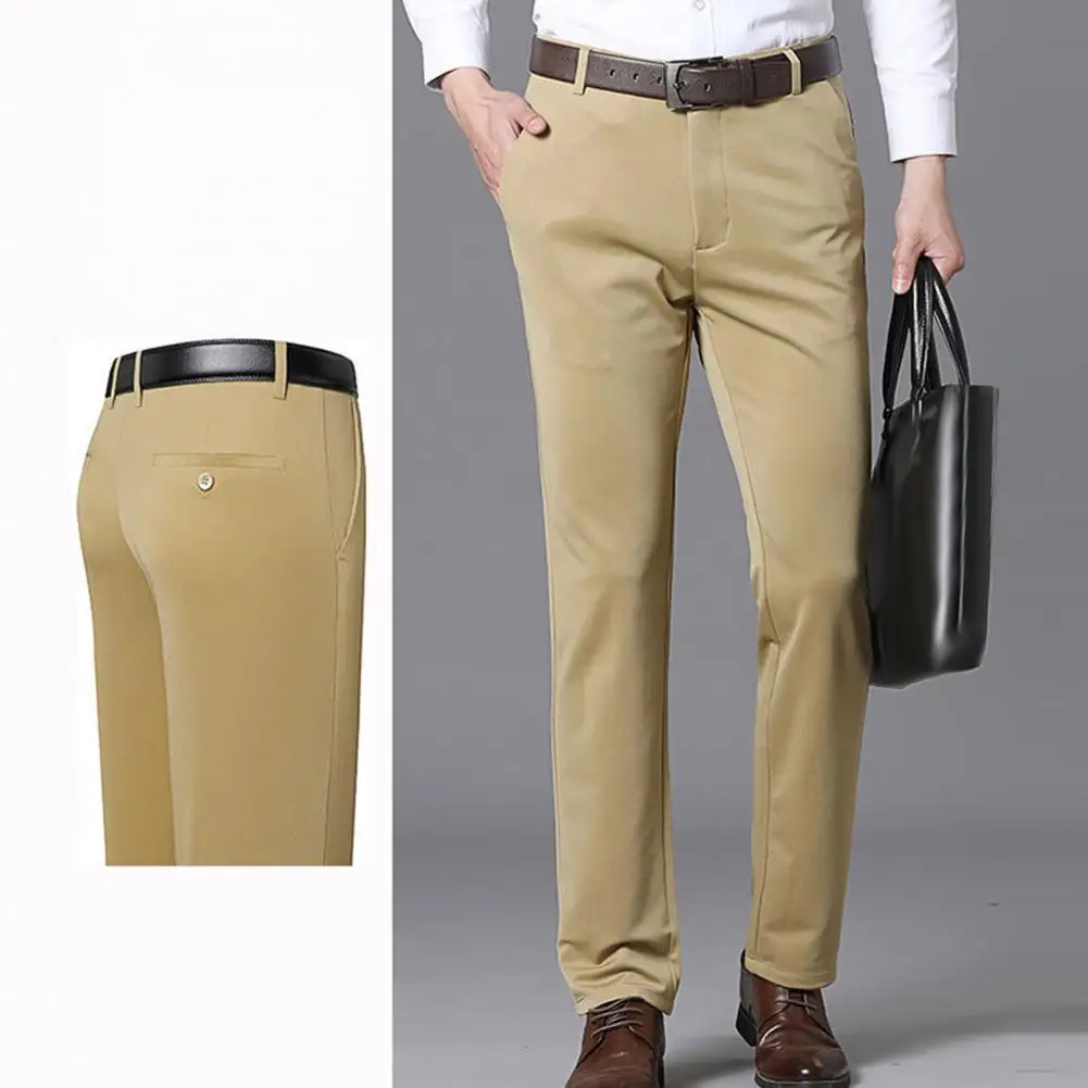 

Мужские деловые брюки, однотонные эластичные деловые повседневные длинные брюки, костюмные брюки, эластичные прямые официальные брюки, брюки для отца