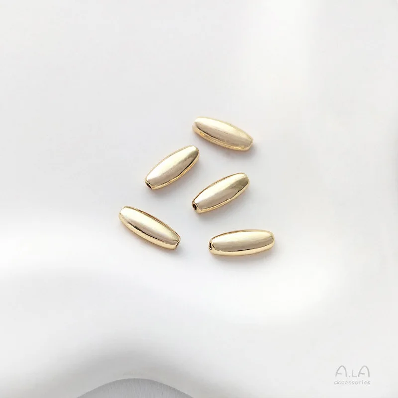 

Медные бусины из 14-каратного золота, фигурные, витые, рисовидные, для рукоделия, для создания жемчужных браслетов и серег