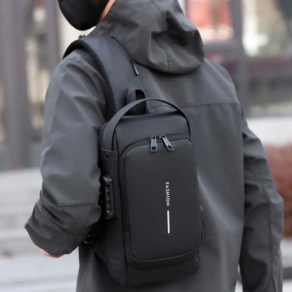 Unisex Chest Pack Waterproof Dual Zippers With Code Lock Sling Bag Multi-Level Storage Outdoor Travel Crossbody Backpack 가슴 가방