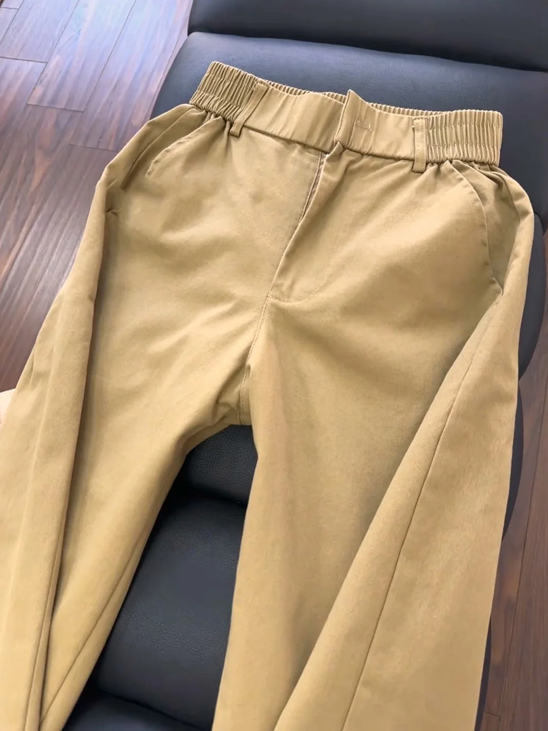 カーキピュアコットンストレートレッグワークウェアパンツメンズカジュアルレトロラベルデザインセンセーション秋シーズンファイオナブルパンツ