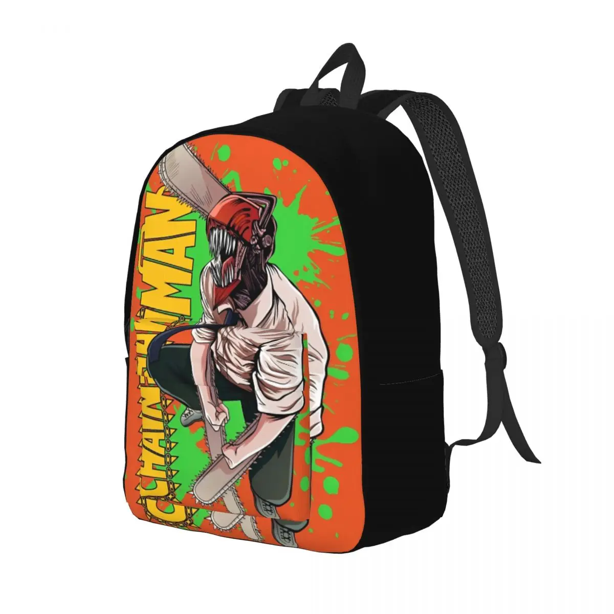 남성 여성을위한 애니메이션 전기톱 남자 배낭 멋진 고등학교 하이킹 여행 데이 팟 노트북 컴퓨터 캔버스 가방 경량