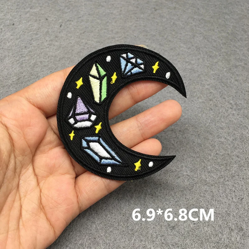 Kristall Blume bestickt Patch Diamant Mond Eisen auf Patches für Kleidung DIY Stickerei Patches auf Kleidung Nähen Aufkleber – Detail 8