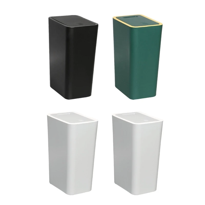 Trash Can Convenient Push Lid Garbage Bin, Plastic Waste Basket with Seal lid