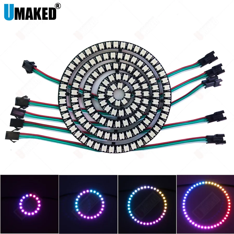1PC DC5V WS2812B LED Pixel Individually Addressable Ring 8/16/24/35/45Led WS2812 Built-in IC Full Color Circle Led Modules Light