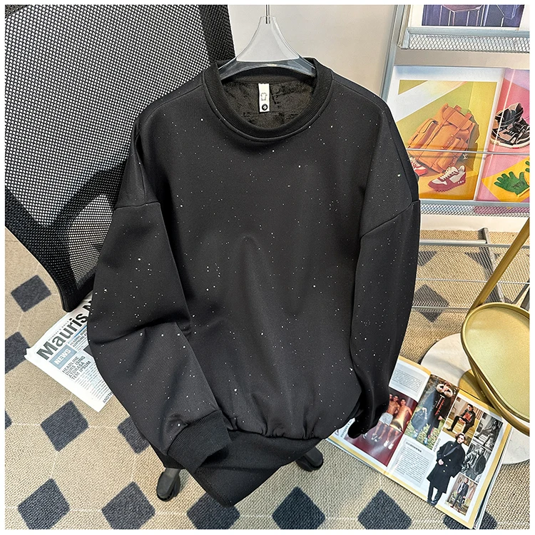 

Male Printed Long-sleeved Pullover Sweatshirts Men's Youth Korean Style Casual Base Shirt Plus Size Clothing Trendy W146