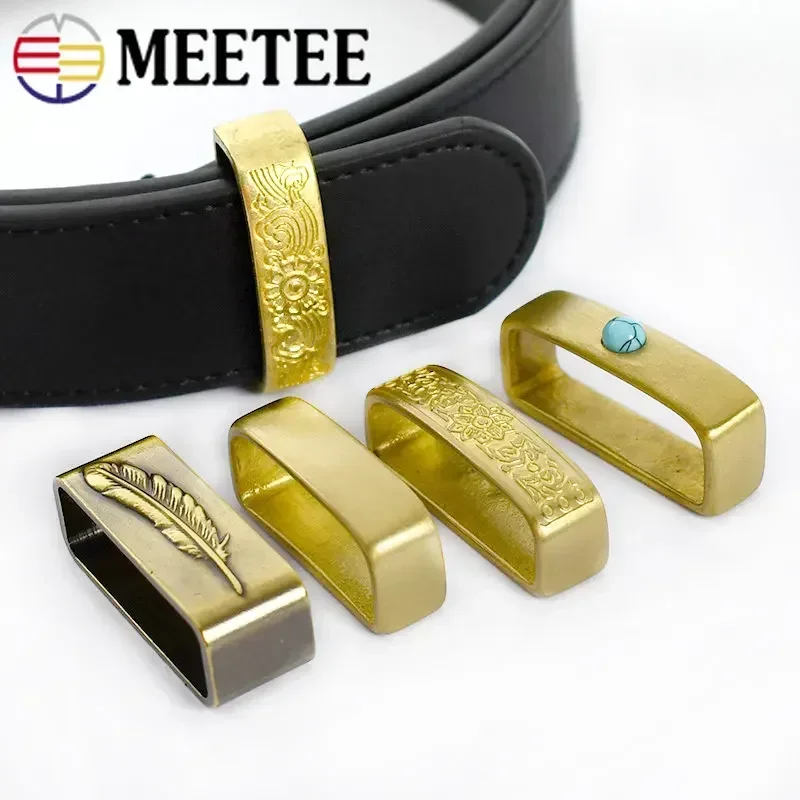 Meetee 1/2Pcs 35/40mm Pure Copper Belts Rings Buckles Leather Belt Loops Hook Buckle DIY Craft Band O Ring Loop Clasp Accessory