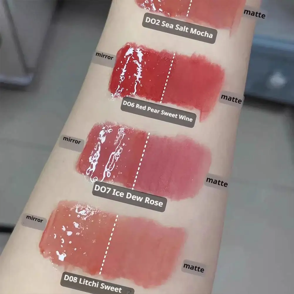 Cabeça dupla espelho água luz lábio esmalte à prova dwaterproof água brilho labial fosco veludo batom líquido duradouro sexy vermelho lábio maquiagem
