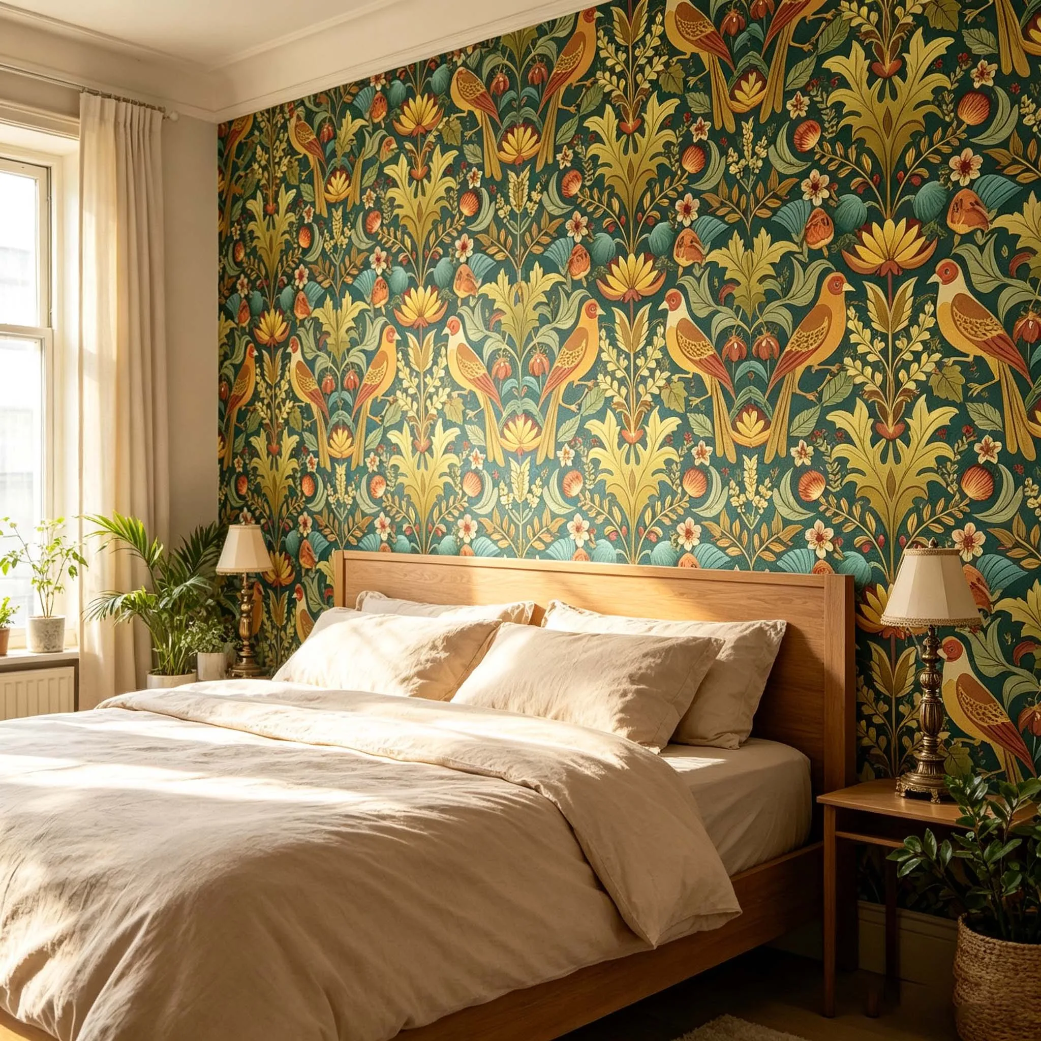 Self Adhesive Moisture-Proof Dark Wallpaper Furniture Cabinet Renovation Sticker American Bird Print Retro Wallpaper
