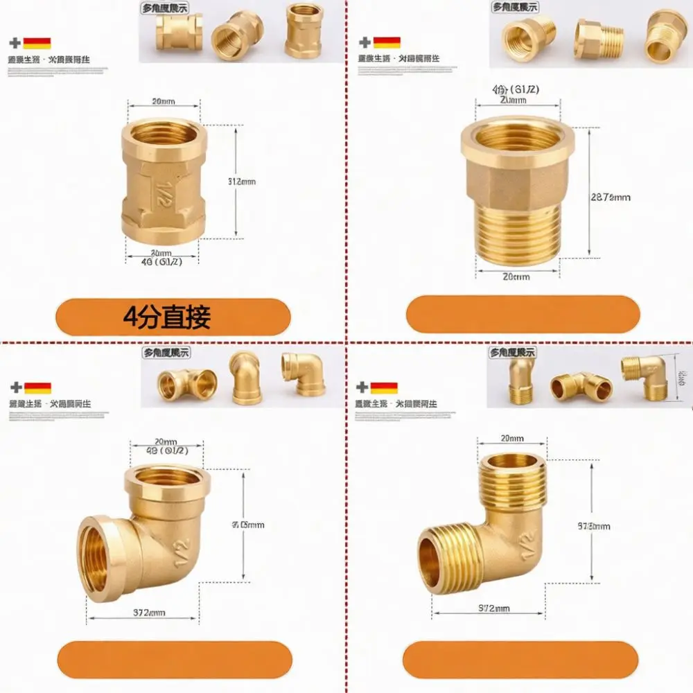 Professional Brass Pipe Adapter Fitting Threaded Connector Plumbing Hardware For LSWY Water Pipe Conversion Equipment