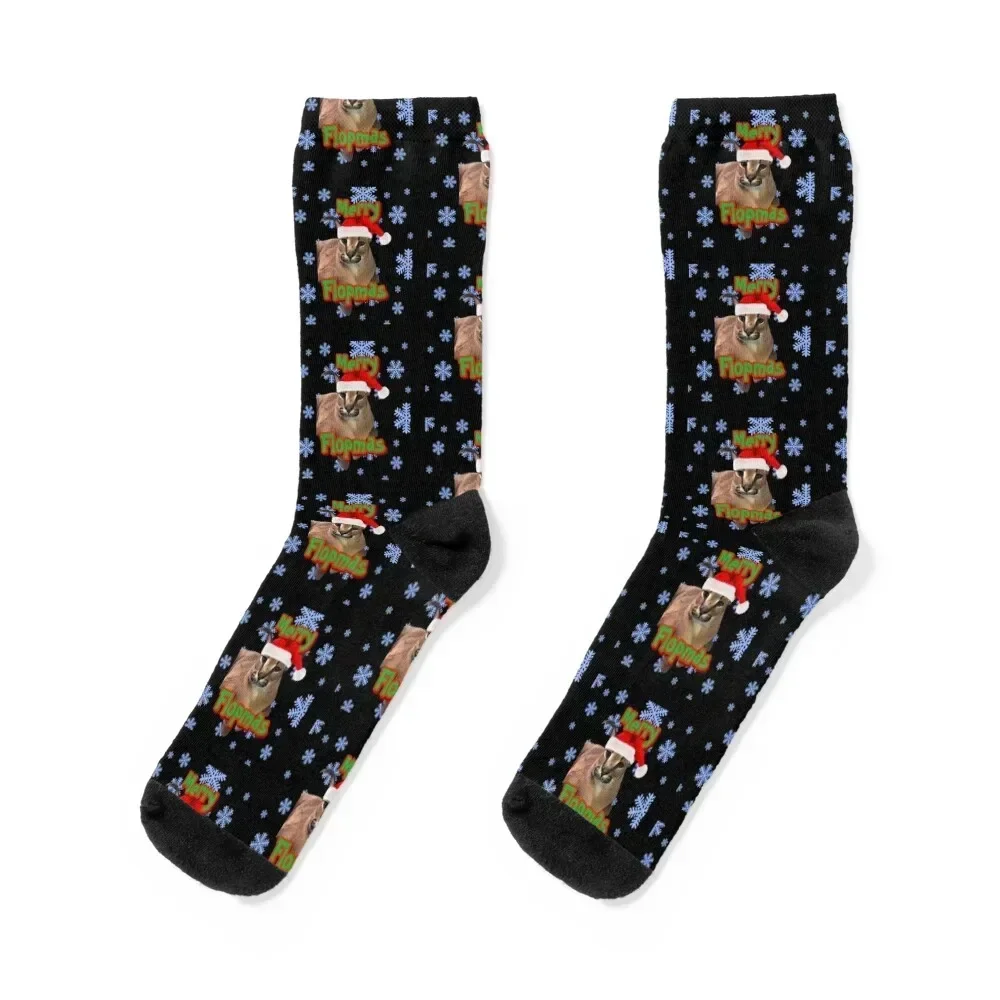 

Merry Flopmas floppa meme Flopa Christmas Socks with print hockey funny sock Male Socks Women's