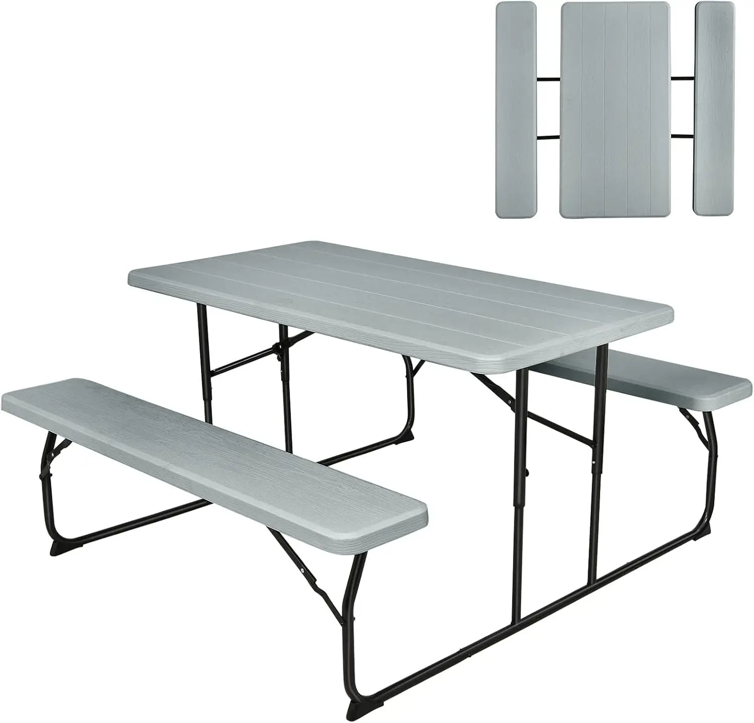 

Picnic Table, 550 LBS Folding Picnic Tables with Benches & Seats, Weather-Resistant Easy Setup Portable Picnic Table,