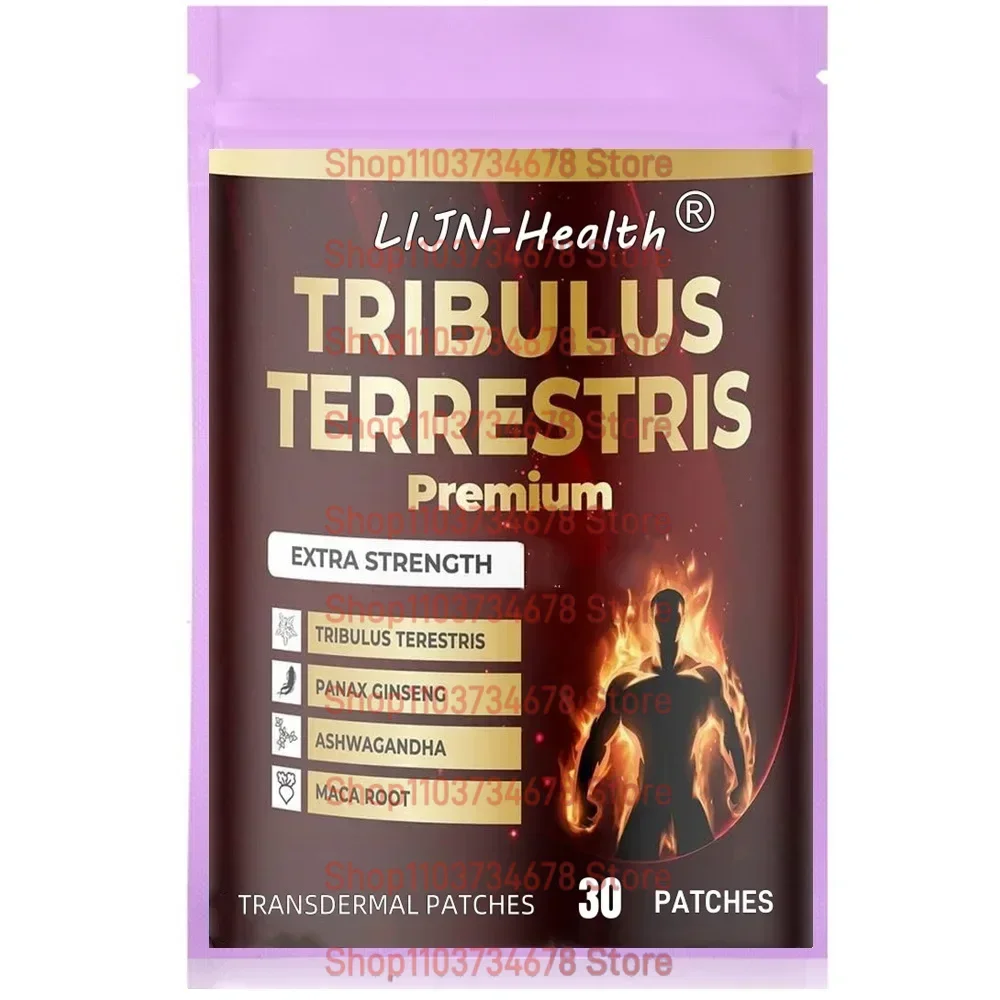 30 Patches Tribulus Terrestris Transdermal Patches with Ashwagandha, Panax Ginseng, Saw Palmetto, Maca for Men & Women