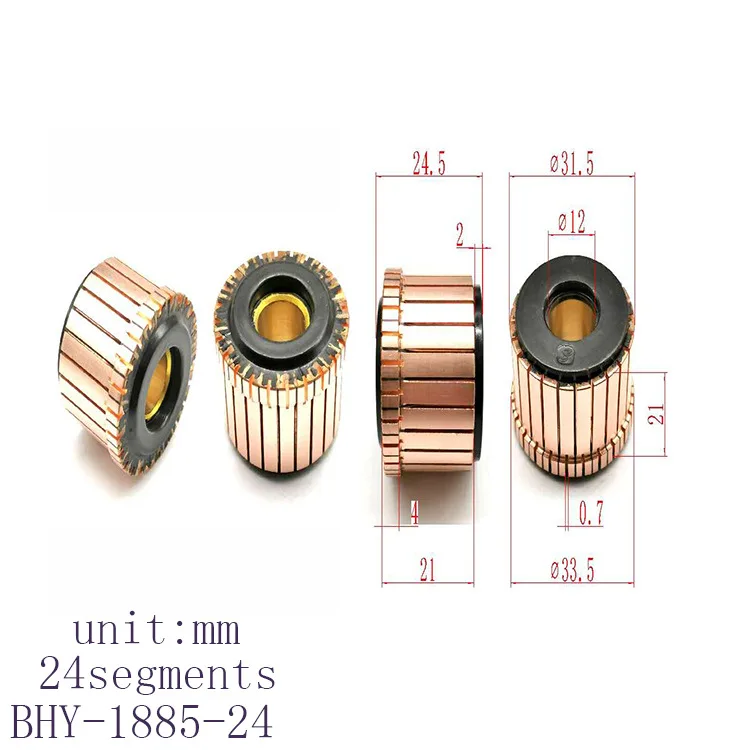 31.5x12x21(24.5)mm 24 Segment Electric Motor Commutator BHY-1885-24 for Angle Grinder Tool