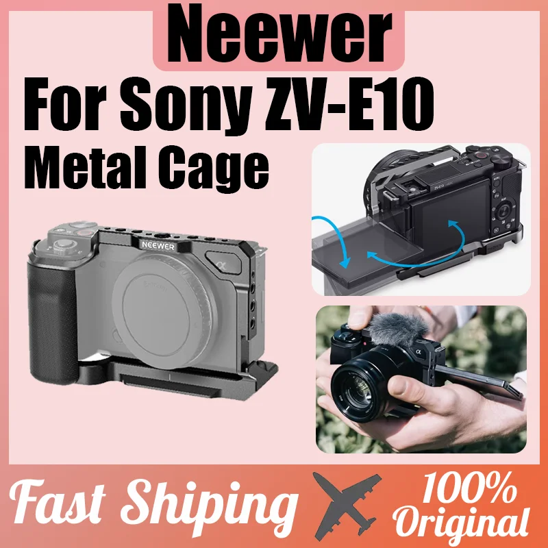 

Клетка для камеры NEEWER с быстрым креплением для Sony ZV-E10, металлическая ударопрочная рама с силиконовой рукояткой, многофункциональный интерфейс для аксессуаров