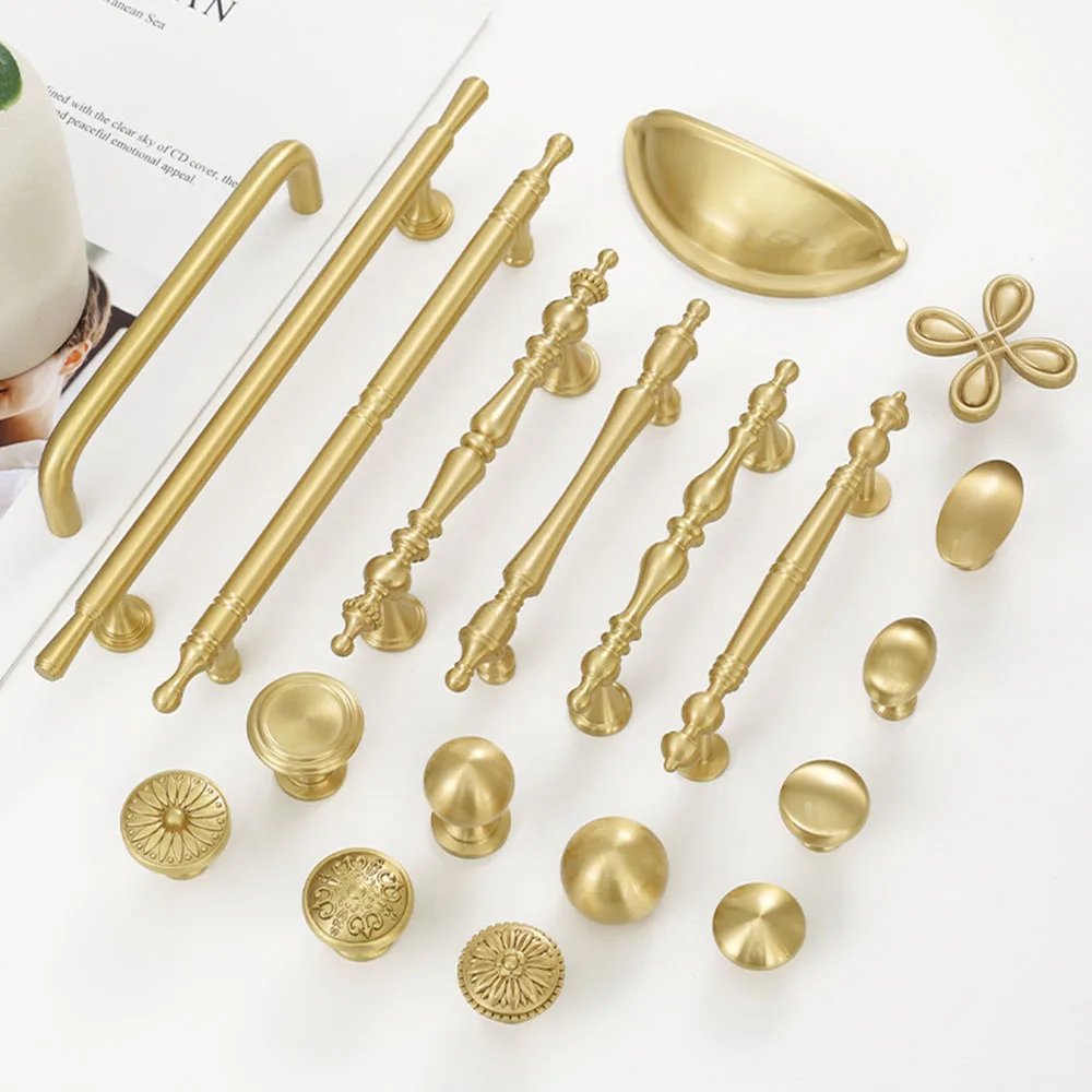 Original Design Solid Brass Handles and Knob For Bedroom Wardrobes Kitchen / Shoe Cabinet T-bar Drawers Knobs Door Hardware