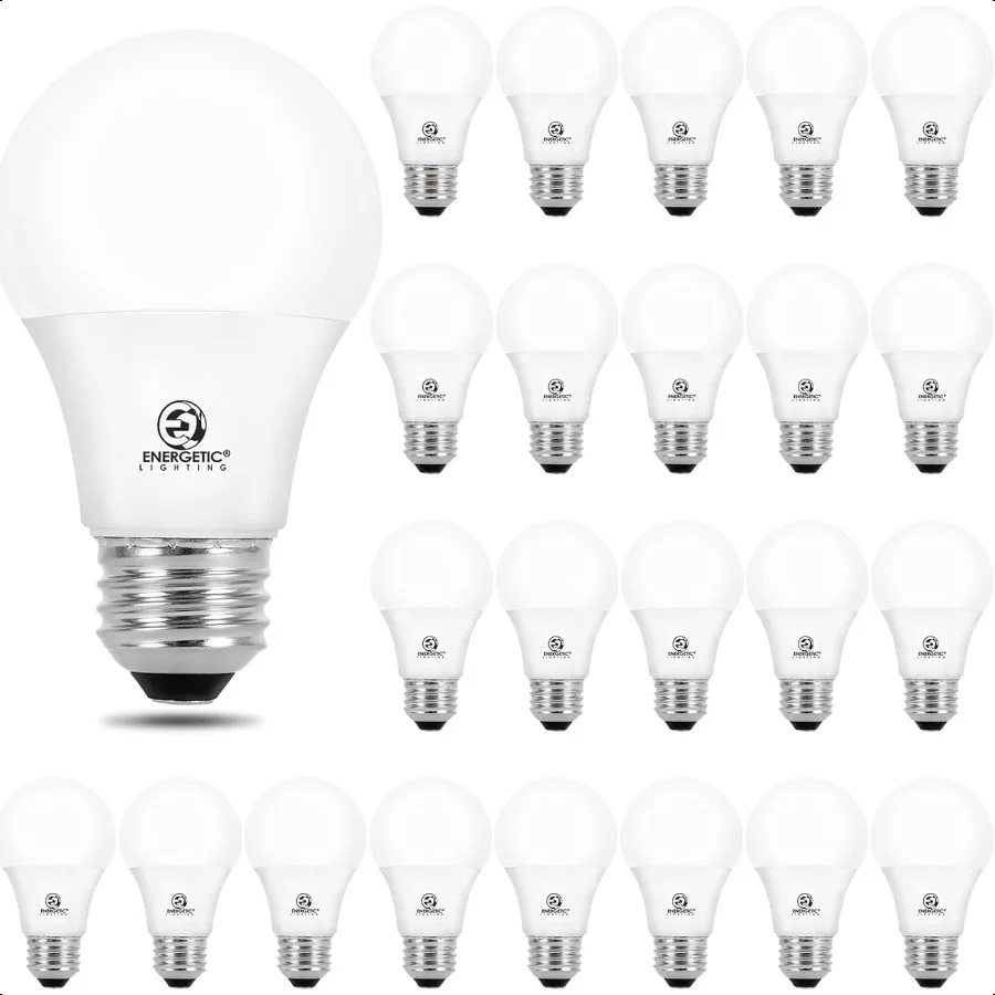 

ENERGETIC SMARTER LIGHTING 24Pack A19 LED Light Bulbs 60 Watt Equivalent Cool White 4000K E26 Medium Base NonDimmable LED Light
