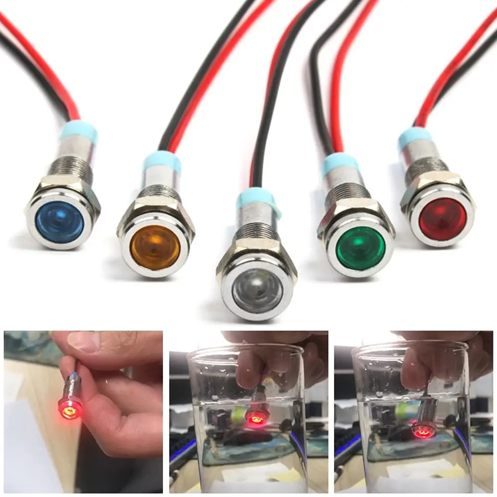 

Power 6V 12V 220V Red White Pilot Wires Switch Signal Lamp LED Indicator Pilot Light Panel Mount