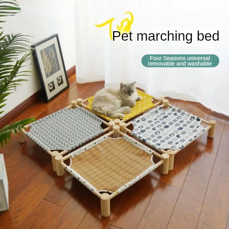 

Moisture-Proof Wooden Pet Camp Bed for Cat and Dog, Simple Splicing, Off the Ground, Small Dog