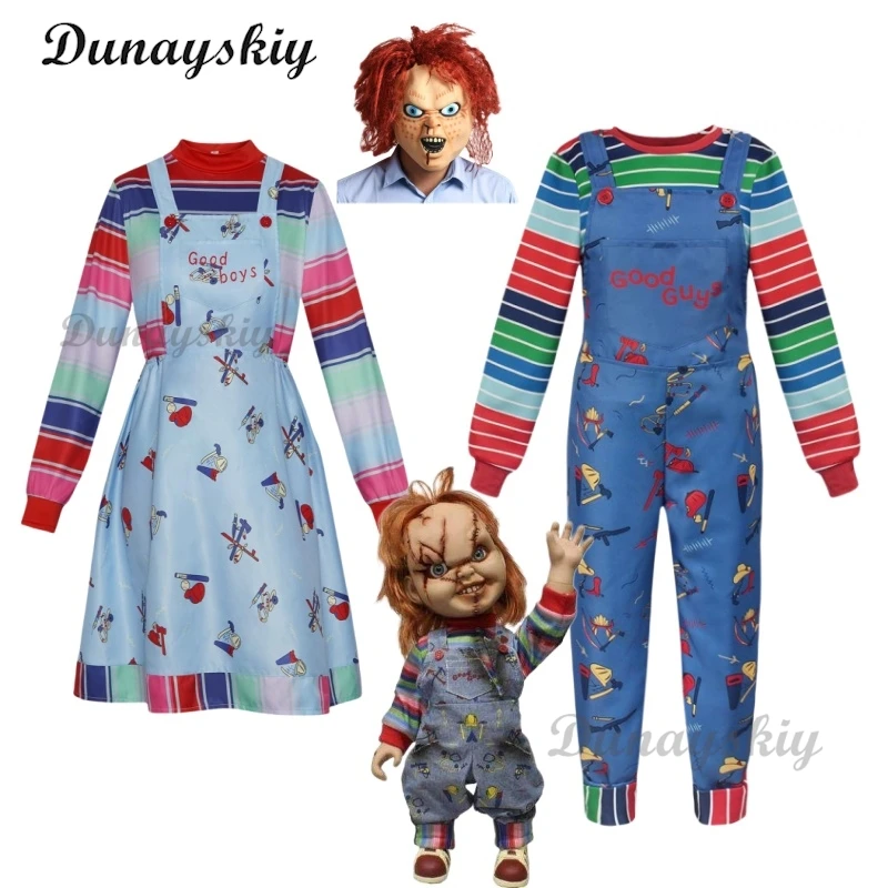 Halloween Adult Terreur Kostuum Film Chucky Kind Spelen Cosplay Kostuum Vrouwen Print Spookjurk Top Outfit Carnaval Customized