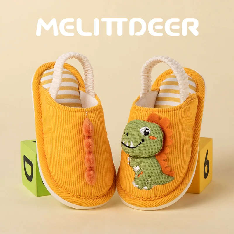 MELITTDEER Kids' Slippers - Cute Cartoon Design, Elastic & Comfortable Wear for Daily , Warmth Comfort in Autumn/Winter Slippers