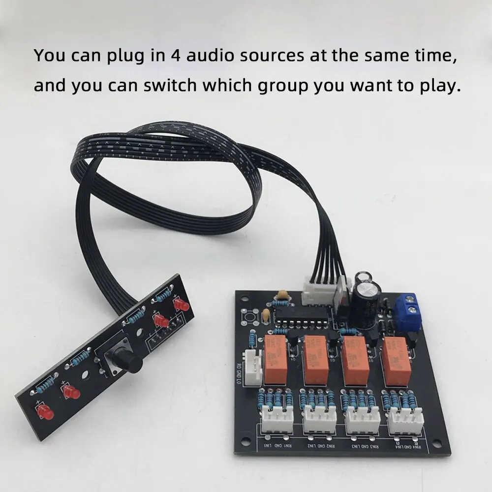 4 Input 1 Output Hub Audio Distributor Signal Selector Switch Audio Source Switcher