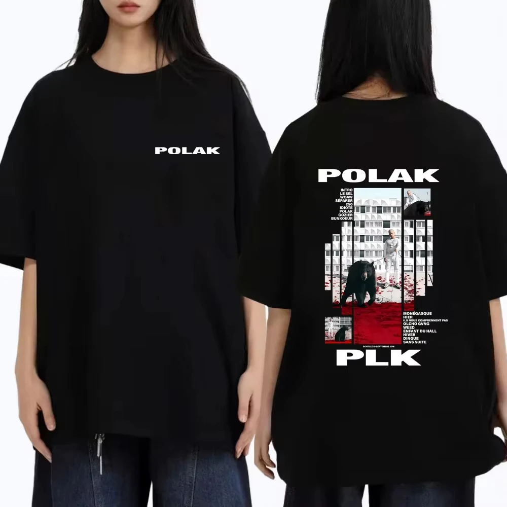 مغني الراب Plk Polak الجرافيك تي شيرت الرجال النساء موضة البوب الموسيقى الشارع الشهير المرأة عادية القطن طباعة تي شيرت خمر الهيب هوب تيز