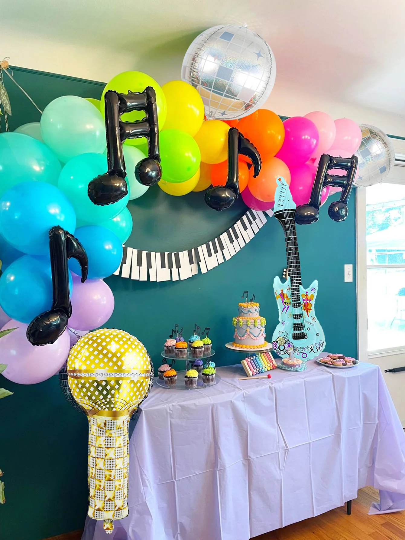 9-teiliges Musikthemen-Party-Ballon-Set für Pop-, Disco-, Rock- und K-Pop-Geburtstagsfeiern - Verschiedene Farben und Designs – Detail 4