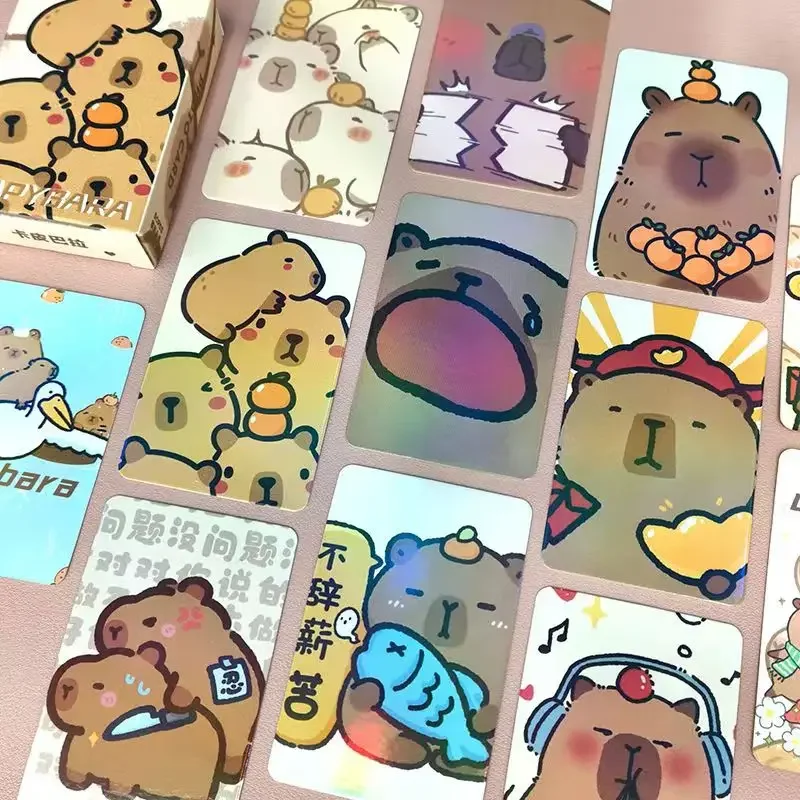 New 50 Pieces Capybara Laser Cards Cartoon Double Sided Printing Cards Kids Toys Birthday gift