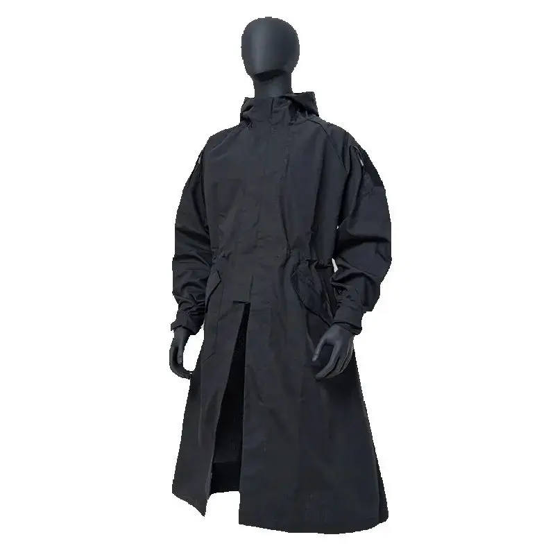 Trench coat tático longo de poliéster e algodão cosplay jaqueta