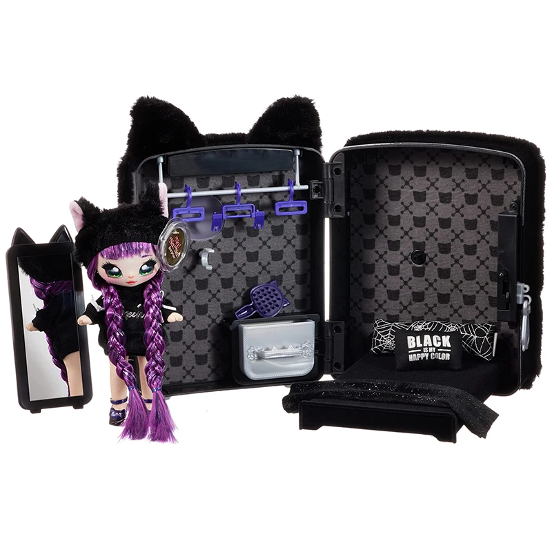 ¡Na! ¡Na! ¡Na! Mochila sorpresa 3 en 1, juego de dormitorio con muñeca de moda, conejito rosa, conjunto de mochila de felpa Tuesday Meow, juguetes para niñas