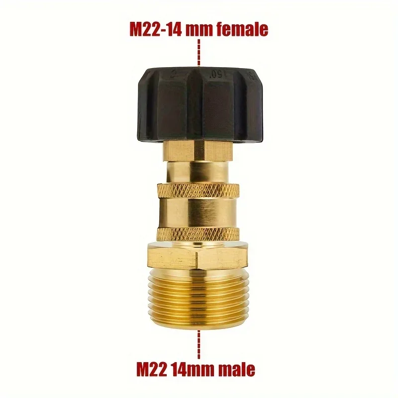 طقم محول ماكينة التنظيف، M22 14 مم/15 مم إلى 1/4 بوصة توصيل سريع، 5000 رطل لكل بوصة مربعة، لخرطوم رأس المضخة واتصال البندقية #5