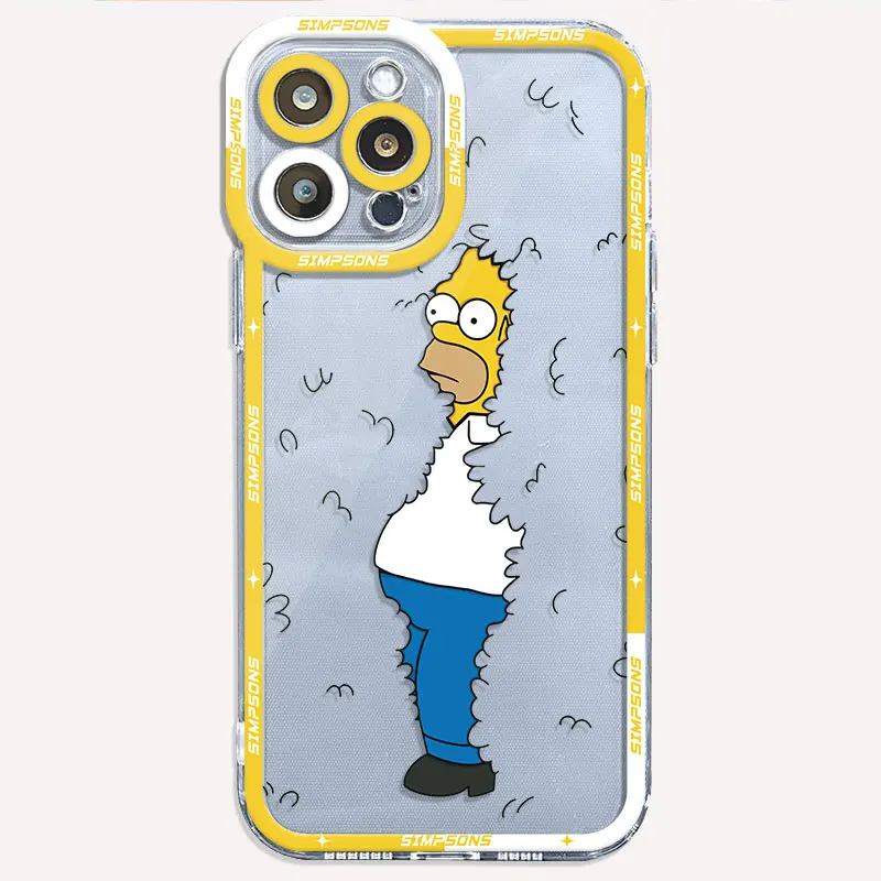 Angel Eye Case For Apple iPhone 11 13 14 15 Pro Max 12 Mini 7 8 Plus XR X XS SE 6 6S Clear Phone Cover Cartoon Cute The Simpsons