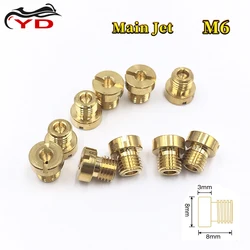 10Pcs Carburetor M6 Main Jets M6x0.75mm For PHBH PHBL PHBE  DellOrto BGM & For Mikuni Injector Nozzle Size #55-#135