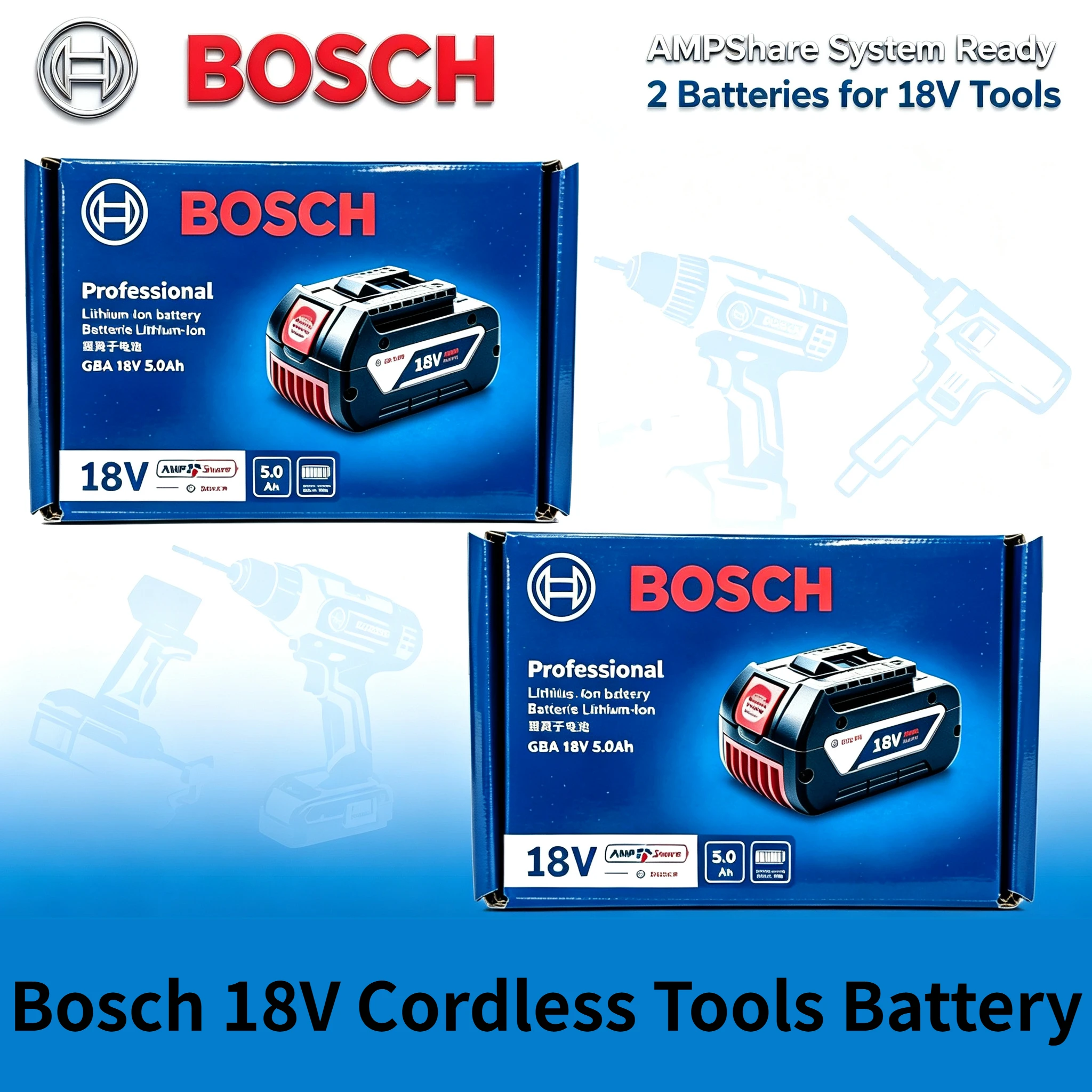 100%New Genuine Original Bosch 18V 5.0Ah 6.0Ah GBA18V50 GDX18V Rapid Heat Emission Cell,Fit All Bosch 18V Cordless Tools Battery