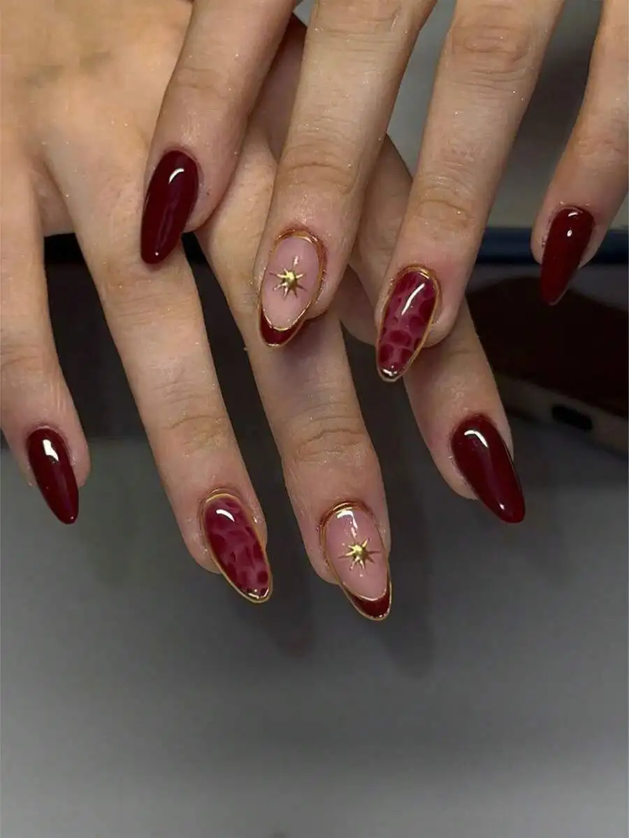 24pcs Almond-Shaped 3D Gel Nail Stickers, Floral Nail Art Design, French Tip Stickers, Pearl Decor, Perfect Fit Acrylic Nail Kit