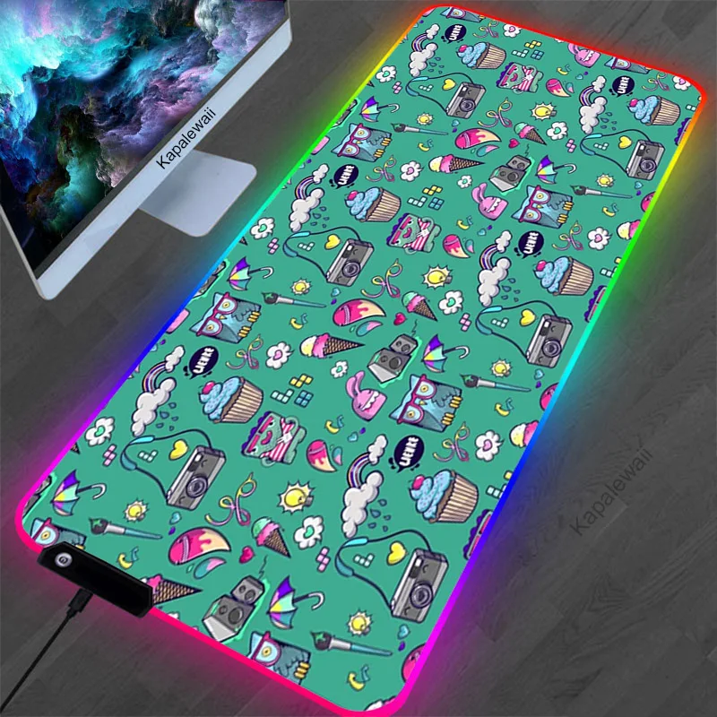 

Graffiti RGB Mouse Pad 90X30 Mousepad Keyboard Mat LED Mause Pad Rubber Carpet XXL Tapis De Souris 40x90 Mouse Mat With Backlit