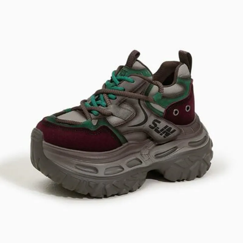 

Platform Sneakers for Women Casual Chunky Heeled Women Spring Autumn Mixed Color Female Height Increase Sport Vulcanize Shoes