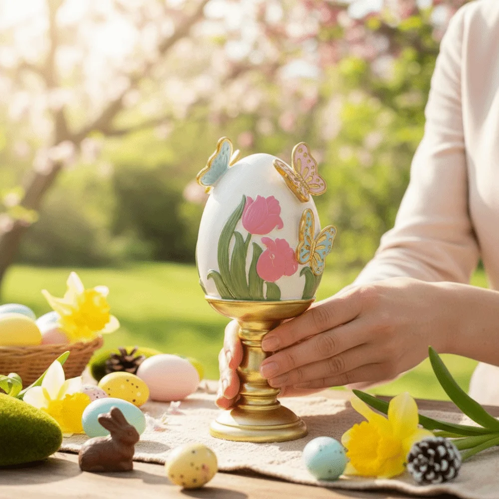 

Easter Egg Easter Egg Decoration Easter Decor Butterfly Pattern Festival Atmosphere Decor Resin Material Flower Pattern