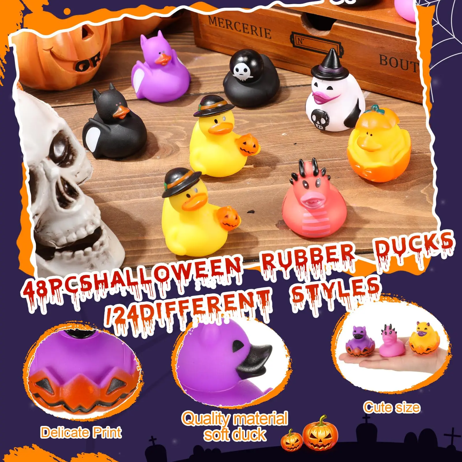 Patos de goma de 24 piezas para niños, juguetes de baño de Jeep Duckies surtidos, regalos de fiesta de Halloween, truco o trato