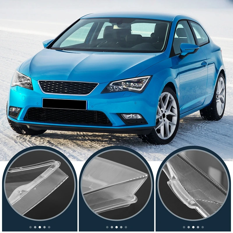 For Seat Leon 2013-2018 Car Headlamp Cover Lens Headlight Shell Plexiglass Lamp Shade Transparent Lampshade