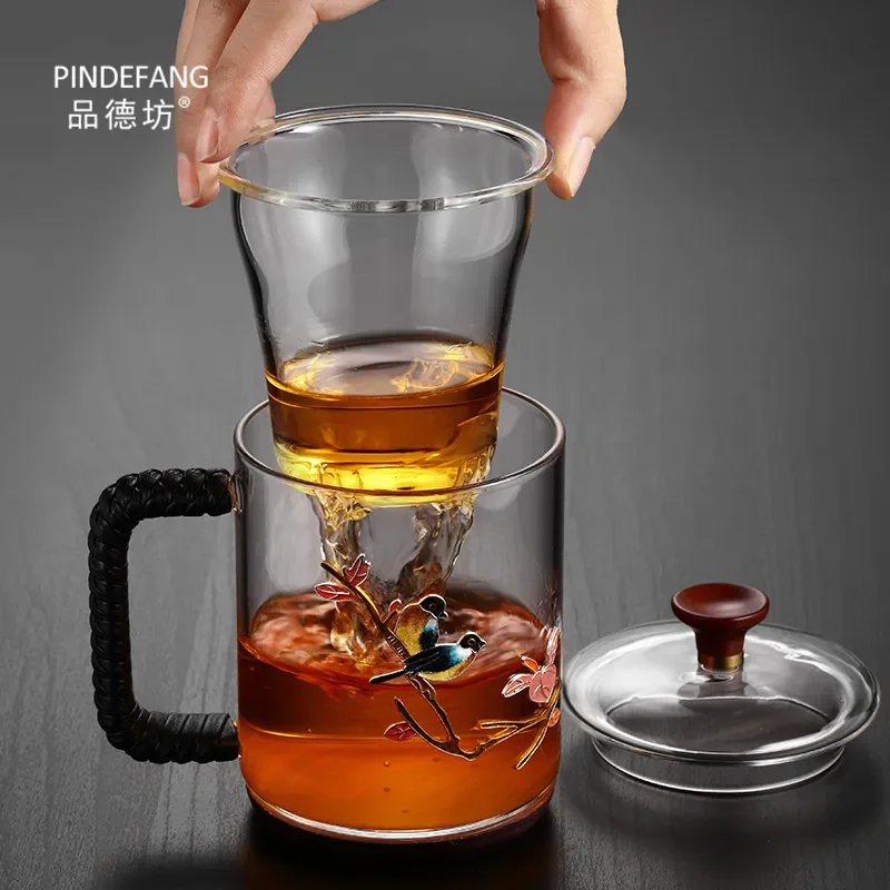 for Retro Creative Cloisonne Mug Teacup with Filter Office Cup Japanese Glass Cup Personalized Wholesale