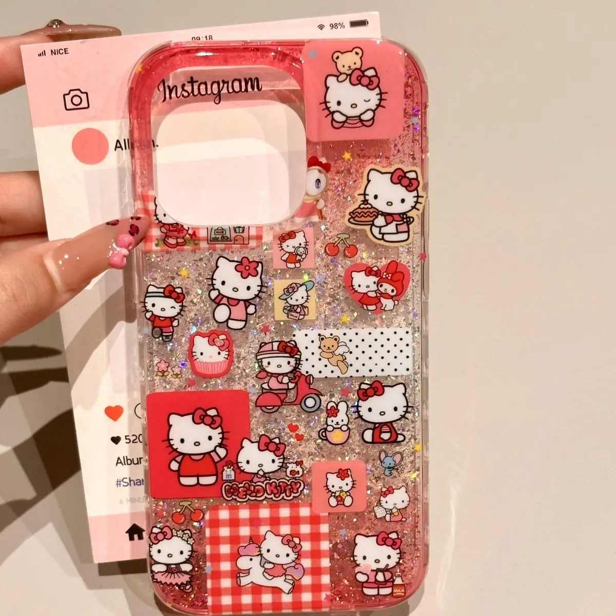Ins لطيف الوردي كيتي الحياة اليومية جراب هاتف آيفون 17 الهواء 16 12 13 11 برو ماكس 15 زائد ميني XR X XS ماكس الليزر ورقة Y2K غطاء #2