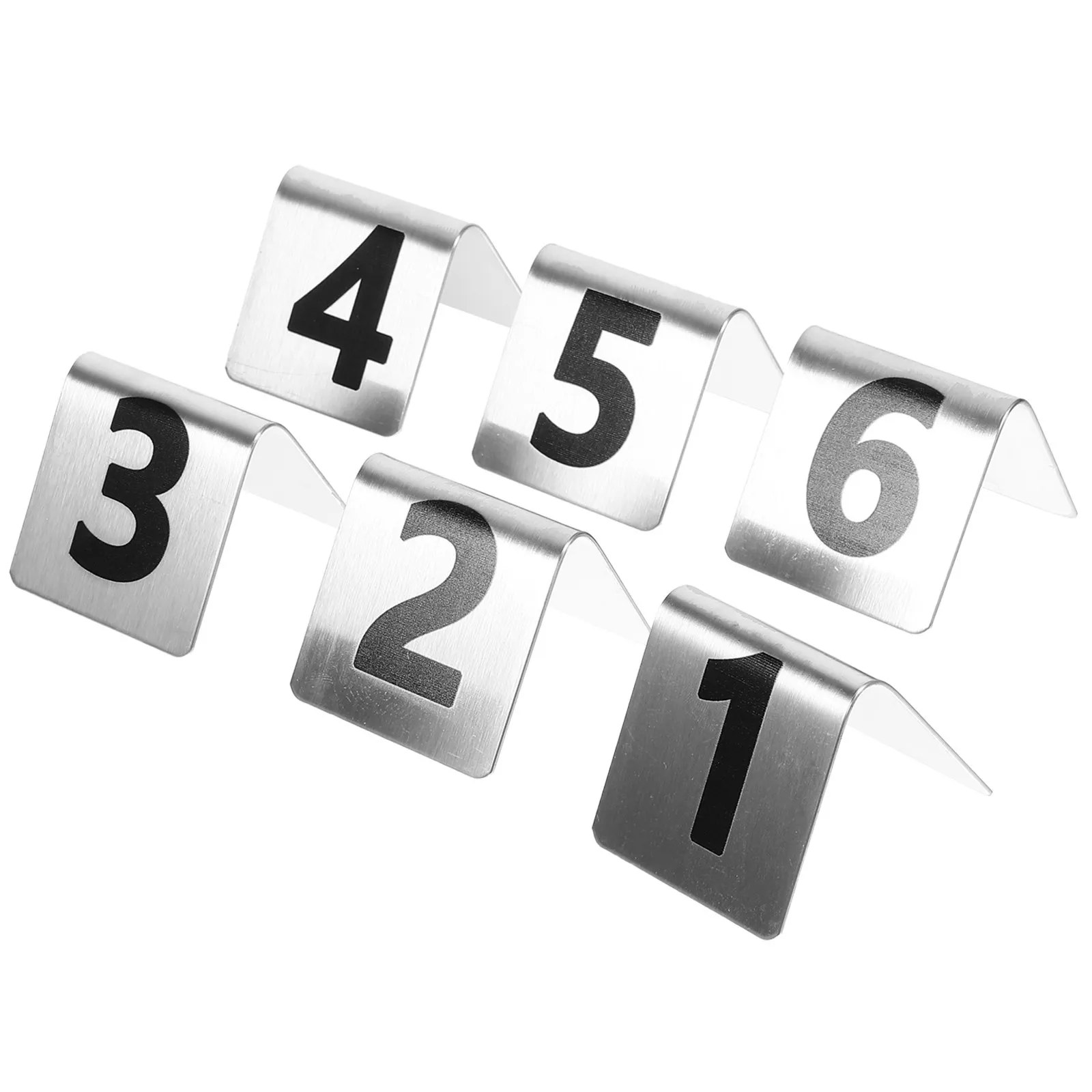 6Pcs Stainless Steel Double-Sided Table Numbers 1-6 Table Tents for Wedding Reception Banquet Restaurant Party Elegant Reusable