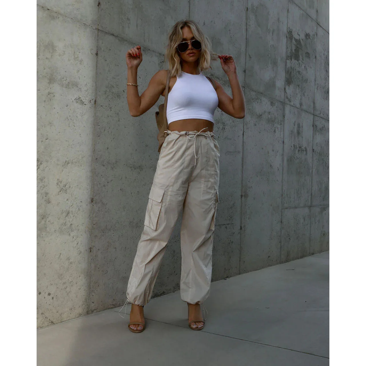 25 ans printemps/été cordon Tube droit pantalon de travail à la mode pour les femmes 3212