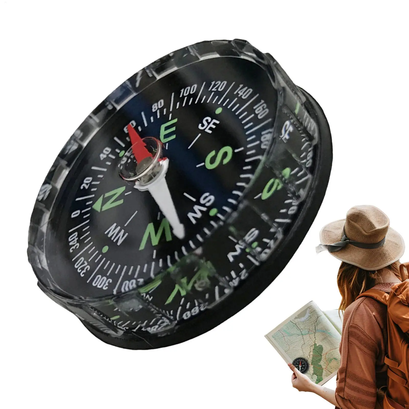 Notfall-Kompass, 45 mm, Camping, tragbar, für Bootfahren, Navigation, Kompass, Abenteuer, Reisen, Überlebenswerkzeug für Reisen, Bergsteigen