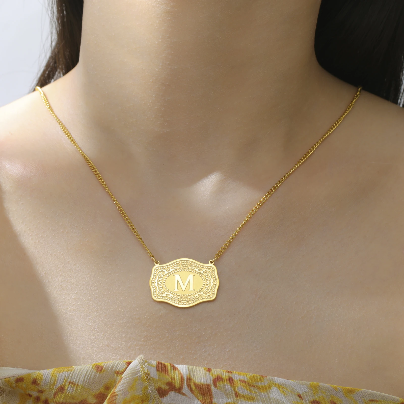 

Модное ожерелье с подвеской в виде буквы на заказ для женщин и мужчин, первоначальное ожерелье в стиле вестерн-ковбой для женщин, персонализированные ювелирные изделия