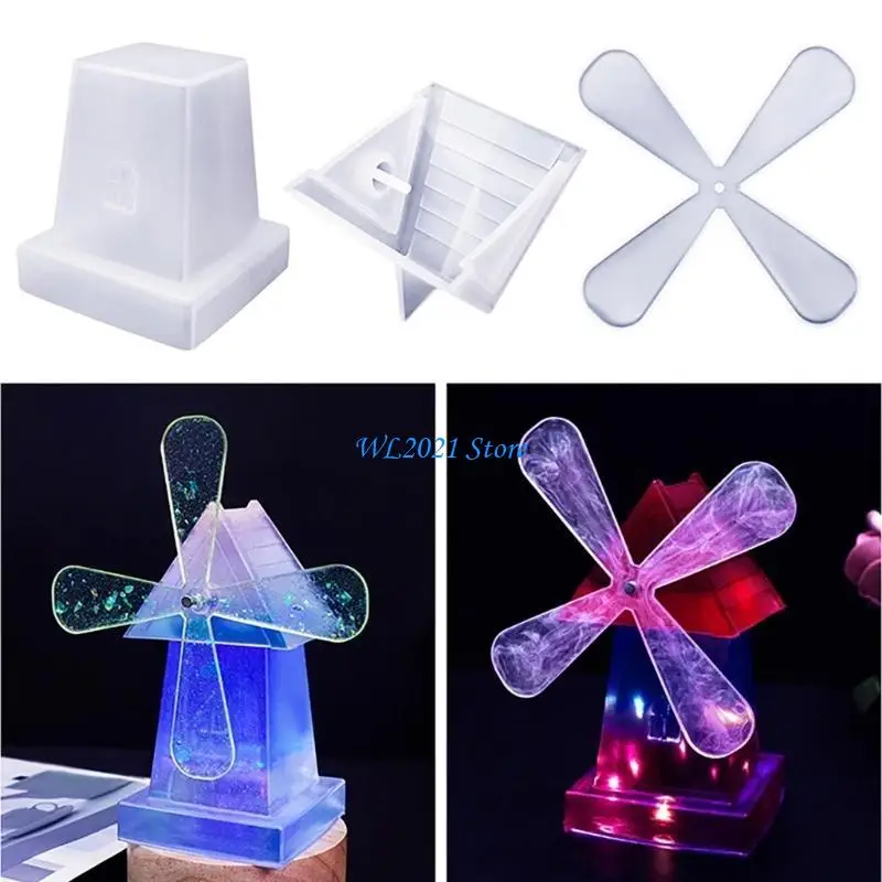 مجموعة قوالب السيليكون G5GC Pinwheel الراتنج، قالب طاحونة دوارة DIY لديكور المنزل #4
